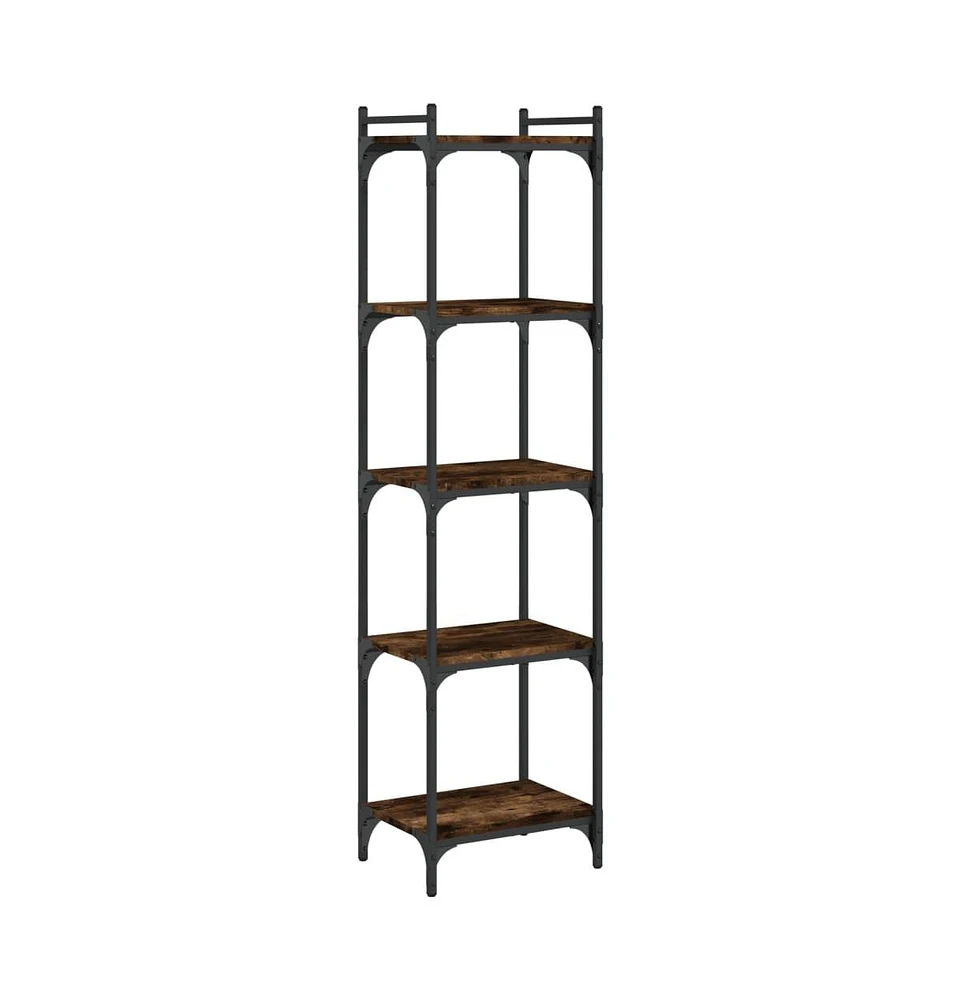 vidaXL Bookcase 5-Tier Smoked Oak 15.7"x11.8"x60.6" Engineered Wood