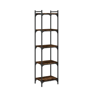 vidaXL Bookcase 5-Tier Smoked Oak 15.7"x11.8"x60.6" Engineered Wood