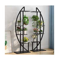 Tribesigns 5-Tier Plant Stand Pack of 2, Multi-Purpose Curved Display Shelf Bonsai Flower Rack for Indoor Garden, or Balcony, Home Use