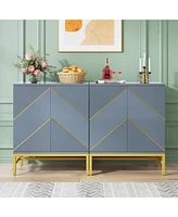 Tribesigns Buffet Cabinet Set of 2, 59” Sideboard Buffet Cabinet with Adjustable Shelves & Pop