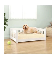 vidaXL Dog Bed White 29.7"x21.9"x11" Solid Wood Pine