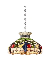 Robert Louis Tiffany Ripe Fruit Bronze Tiffany Style Pendant Chandelier Lighting 20" Wide Stained Glass Shade 3-Light Fixture for Dining Room House Fo