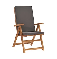 Reclining Patio Chairs with Cushions 2 pcs Solid Teak Wood Gray