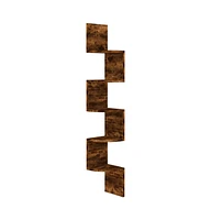 vidaXL Wall Corner Shelf Smoked Oak 7.5"x7.5"x48.4" Engineered Wood