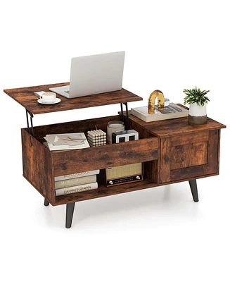 Costway Lift Top Coffee Table with Storage Hidden Compartment Cabinet & Open Shelf