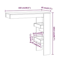 vidaXL Wall Bar Table Brown Oak 40.2"x17.7"x40.7" Engineered Wood