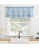 No. 918 Tina Geometric Clipped Semi-Sheer Rod Pocket Kitchen Curtain Valance and Tiers Set of 3, 54" x 36"