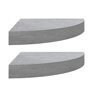 vidaXL Wall Corner Shelves 2 pcs Concrete Gray 9.8"x9.8"x1.4" Mdf