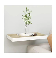 vidaXL Floating Wall Shelf Oak and White 19.7"x9.1"x1.5" Mdf