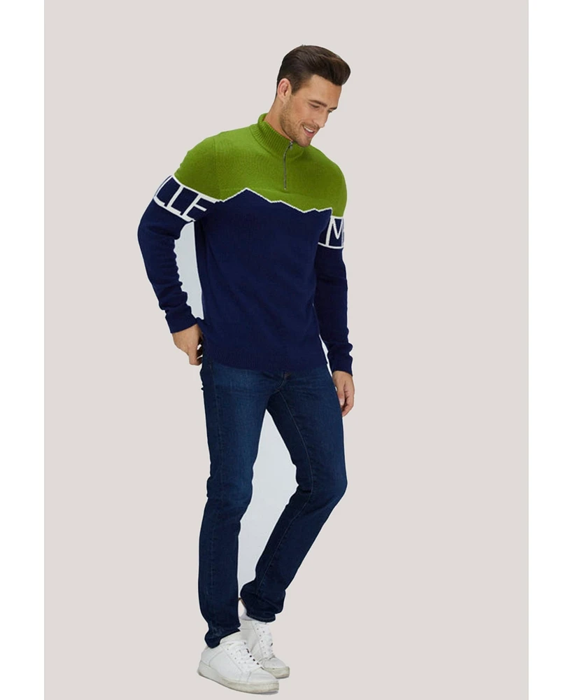 Bellemere New York Men's Merino Super Fine Mountain Print sweater