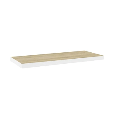 vidaXL Floating Wall Shelf Oak and White 31.5"x9.3"x1.5" Mdf