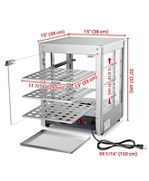 Yescom WeChef 15" Commercial Countertop Food 3-Tier Pizza Warmer with Led Adjustable Lighting Food Heater Display Case Stainless Steel for Buffet Rest