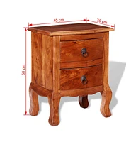 vidaXL Nightstand with Drawers Solid Acacia Wood