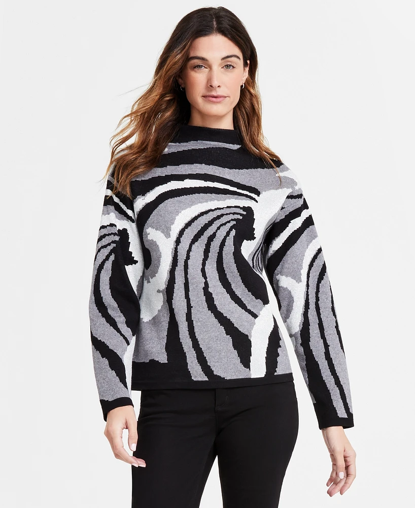 Jones New York Women's Printed Drop-Shoulder Sweater