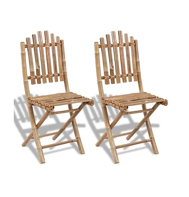 vidaXL Folding Patio Chairs 2 pcs Bamboo