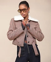 Avec Les Filles Women's Cropped Faux Sherpa Jacket
