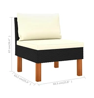 vidaXL Middle Sofa Poly Rattan and Solid Eucalyptus Wood