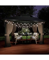 Aoodor Gazebo Curtain Replacement-Universal 4-Panel Sidewalls 10'x12',Patio Privacy Curtains with Double Zipper,Uv Resistant,Perfect for Outdoor Canop
