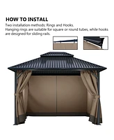 Aoodor Gazebo Curtain Replacement-Universal 4-Panel Sidewalls 10'x12',Patio Privacy Curtains with Double Zipper,Uv Resistant,Perfect for Outdoor Canop