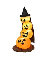 Vebreda 7 Feet Halloween Inflatable Pumpkin Combo with Witch's Hat and Led Lights