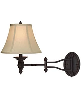 Barnes and Ivy Godia French Country Indoor Swing Arm Wall Lamp Bronze Plug