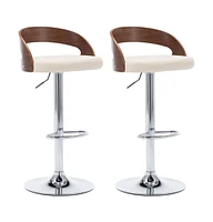 vidaXL Bar Stools 2 pcs Cream Faux Leather and Bentwood