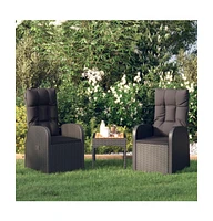 Reclining Patio Chairs 2 pcs with Cushions Poly Rattan Black