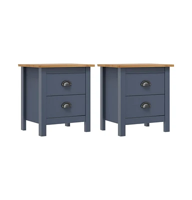 vidaXL Bedside Cabinets Hill 2pcs Gray 18.1"x13.8"x19.5" Pine Wood