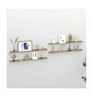 vidaXL Wall Shelves 4 pcs White and Sonoma Oak 39.4"x3.5"x1.2"