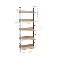 vidaXL 5-Layer Book Shelf Oak 23.6"x10.9"x62.4" Engineered Wood