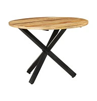 vidaXL Dining Table Round 39.4"x39.4"x29.5" Rough Mango Wood