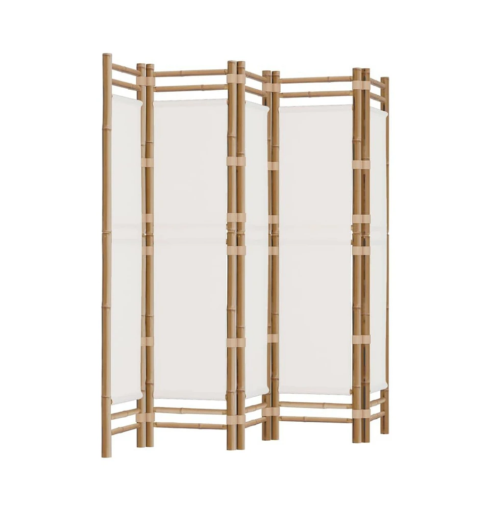 vidaXL Folding 5-Panel Room Divider 78.7" Bamboo and Canvas