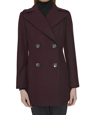 Cole Haan Women's Fine Wool Twill Double Breasted Peacoat