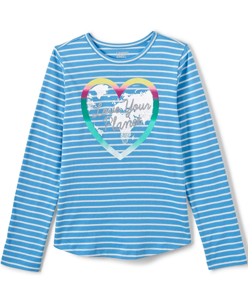 Lands' End Big Girls Plus Long Sleeve Graphic Tee