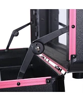 Byootique Rolling Makeup Case with Bulb Mirror Adjustable Leg Detachable Wheel