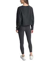 Dkny Women's Cotton Flocked-Logo Long-Sleeve Top