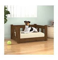 vidaXL Dog Bed Honey Brown 21.9"x17.9"x11" Solid Wood Pine