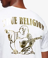 True Religion Men's Gold Outline Buddha Logo Short Sleeve Crew Tee