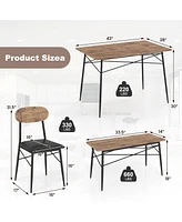 Sugift 4 Piece Dining Table Set with Bench and 2 Chairs-Brown