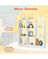 Sugift Modern 9-Cube Bookcase with 2 Anti-Tipping Kits for Books Toys Ornaments-White