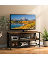 Sugift Industrial Tv Stand up to 50 Inches with Power Outlets and Usb Ports-Rustic Brown