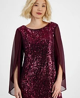 Connected Petite Sequin Angel-Sleeve Dress