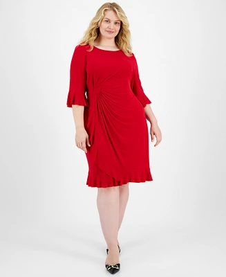 Connected Plus Ruffled Faux-Wrap Dress