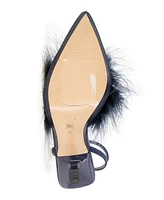 BCBGeneration Women's Iliana Ankle Strap Feather Detail Pumps