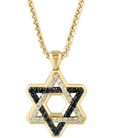 Effy Men's Black Diamond (1/3 ct. t.w.) & White Diamond (3/8 ct. t.w.) Star of David 22" Pendant Necklace in 14k Gold