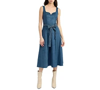 En Saison Women's Robin Faux-Suede Tie-Waist Midi Dress