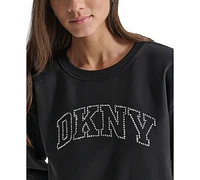 Dkny Women's Varsity Rhinestone-Logo Crewneck Fleece Sweatshirt