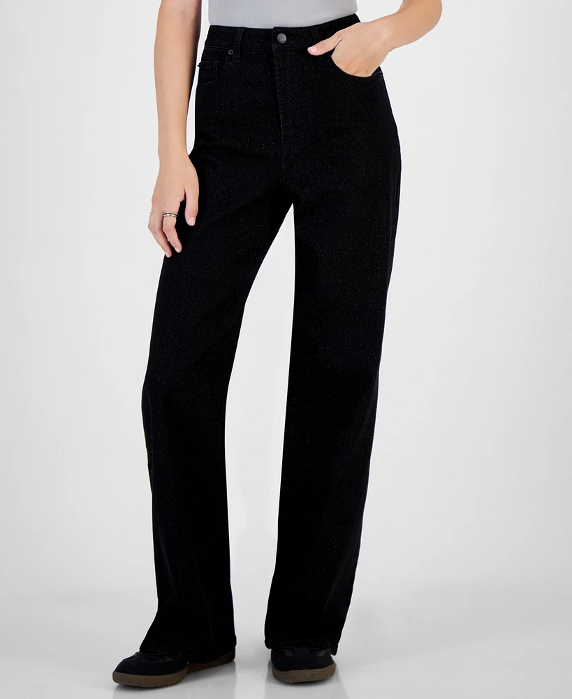 Tinseltown Juniors' High-Rise Wide-Leg Jeans