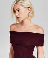 And Now This Women's Off-The-Shoulder Ribbed Knit Top, Created for Macy's