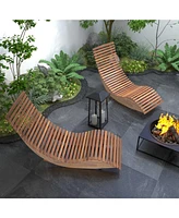 Sugift Outdoor Acacia Wood Rocking Chair with Widened Slatted Seat and High Back